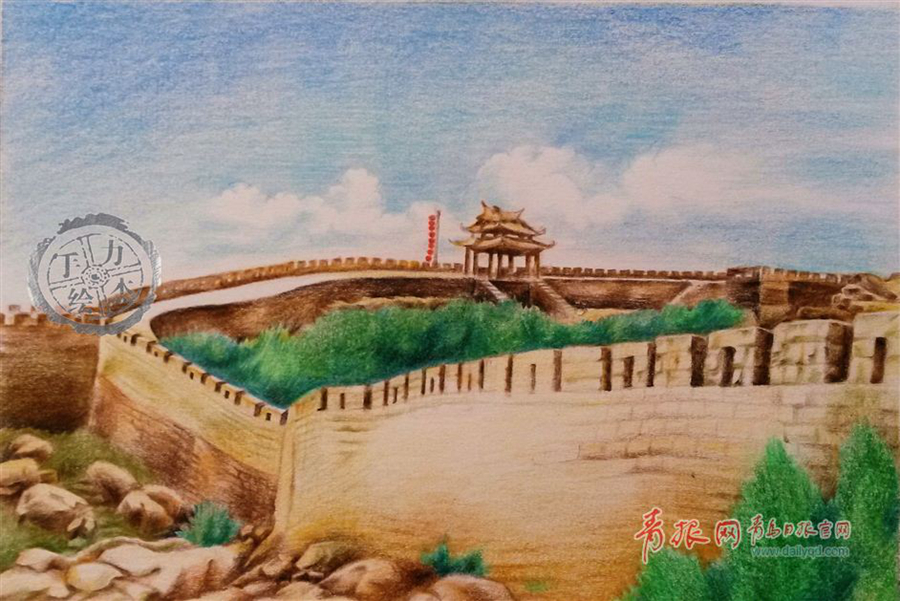 初中生手绘家乡画