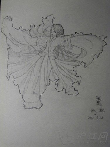 别出心裁中国省份手绘图:地图\一秒变美女\