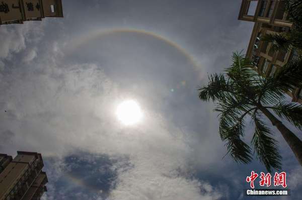 强台风彩虹过后海南现日晕奇观