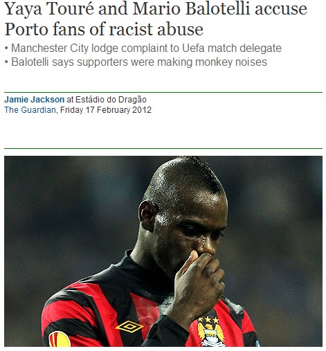 欧洲赛场再现种族歧视 曼城逆转让无礼球迷闭