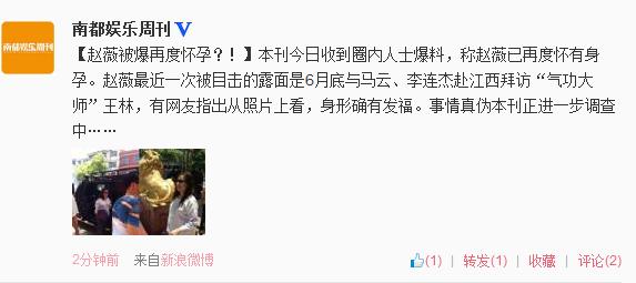 赵薇被曝再度怀孕(图)
