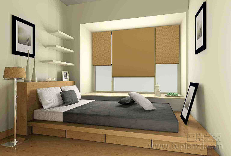 清新榻榻米卧室装修效果图