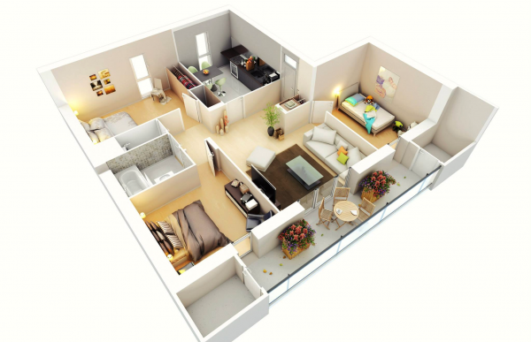 十六个三居室空间3d平面图 来挑选您的理想型啦