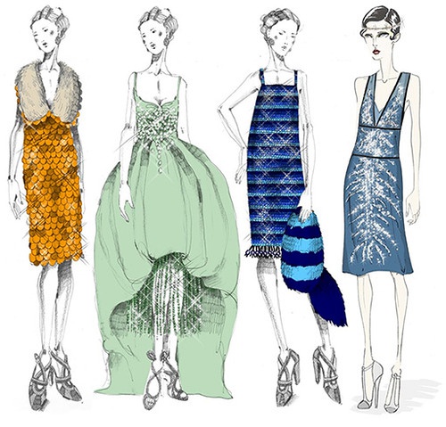 prada为《了不起的盖茨比》服装设计草图