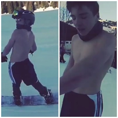 麦当娜13岁儿子晒裸身滑雪照(图)