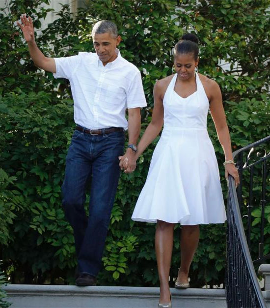 奥巴马夫妇白色情侣装