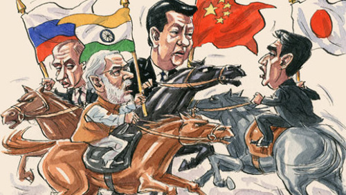 中俄印三国联手对抗日本漫画(资料图)