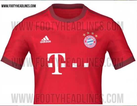 拜仁下赛季球衣谍照曝光:主场回归纯红 客场白