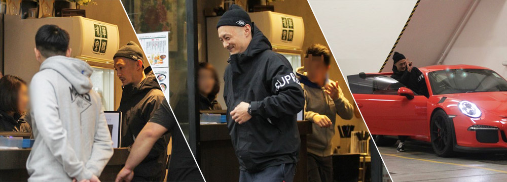  余文乐驾300万红色超跑外出巡城 餐厅撩妹笑盈盈
