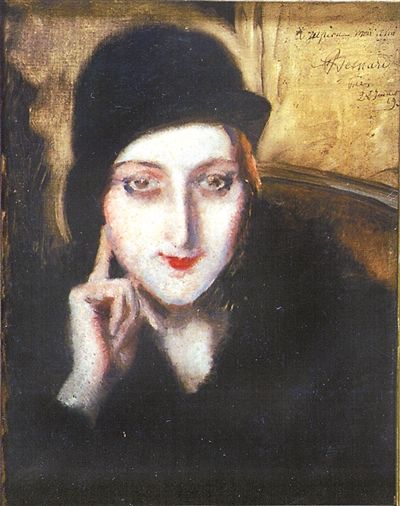 《黑帽女人的肖像》 /阿尔伯特·贝纳尔（1930） 他是徐悲鸿留法期间的老师