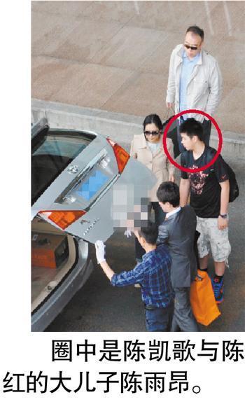 陈凯歌一家回京被拍 16岁儿子个头已蹿过母亲(图)