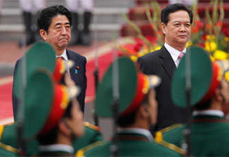 安倍访问东南亚三国照片