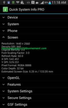 三星S5屏幕参数截图曝光 5.2英寸560ppi|屏幕