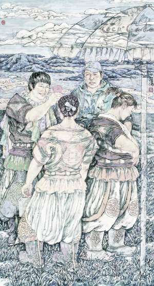 阳光下的记忆(国画)刘闻涛(内蒙古)