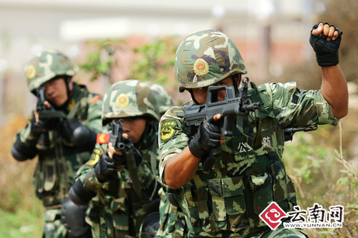 云南边防官兵开展搜索演练 摄影 彭胤武