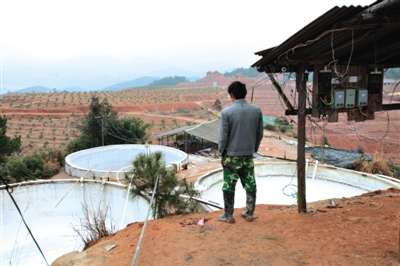 2011年2月18日，江西赣州，一工人正在查看稀土矿收集情况。新京报资料图片