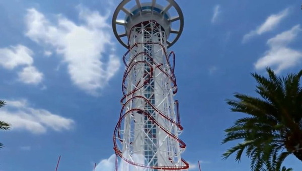 Skyscraper过山车高度达到570英尺（约合173.7米），速度可达65英里每小时（约合105公里每小时）。（网页截图）