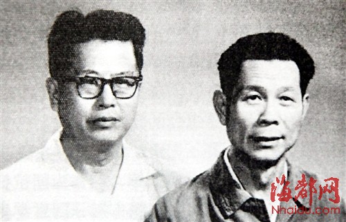 陈国熙(左)与当年的地下党员李萍合影