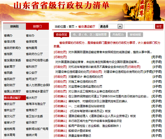 山东省交通厅行政审批事项减至19项 今后可网