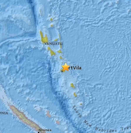 瓦努阿图首都附近海域发生6.8级地震 无海啸威