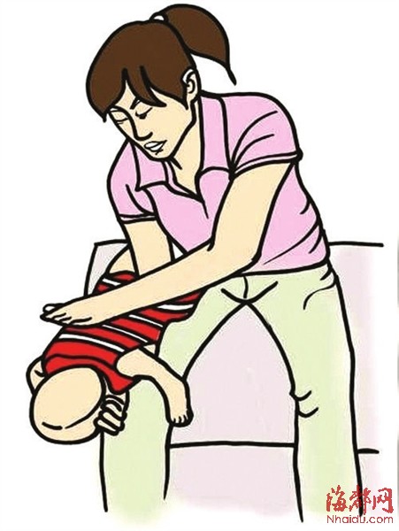 海姆立克急救法，第一步示意图