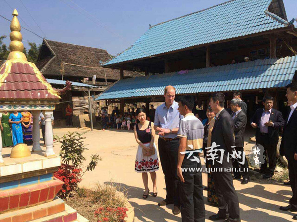 威廉王子到傣寨。云南网记者 念新洪 摄