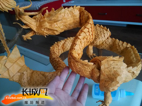 廊坊折纸爱好者刘哥:50天制作完成“纸盘龙”|折纸|父亲_凤凰资讯