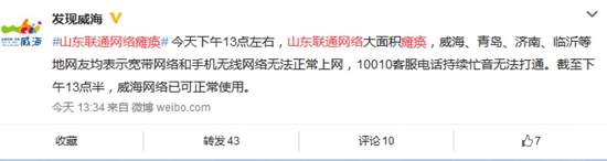 发现威海在微博中反映问题