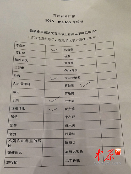 现场观众票选出最喜爱的音乐人