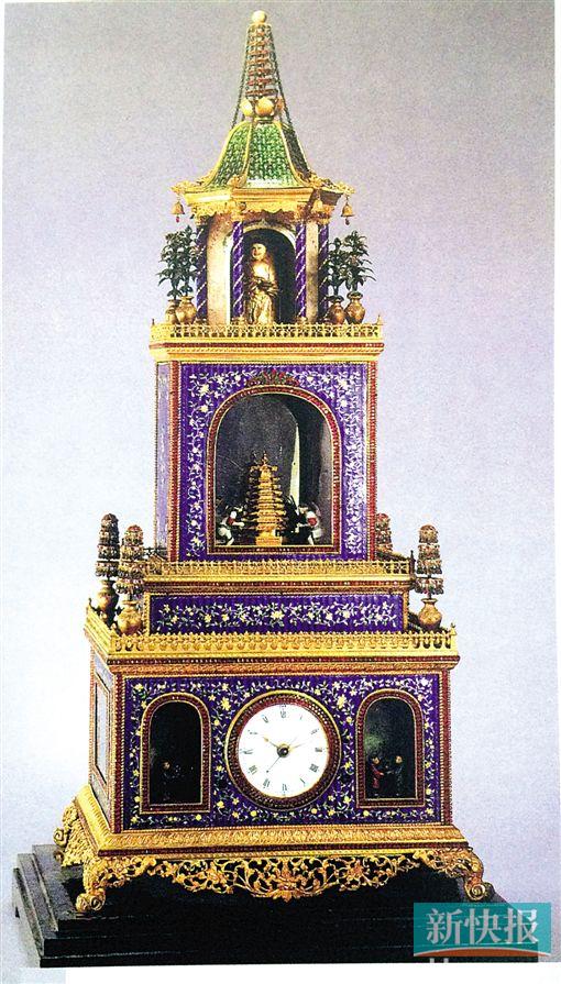■铜镀金亭式升降塔钟    乾隆时期广州制造