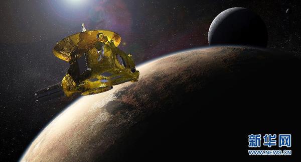 这是美国宇航局2015年7月提供的“新视野”号探测器与冥王星及其卫星“会面”的设想图。 新华社/路透