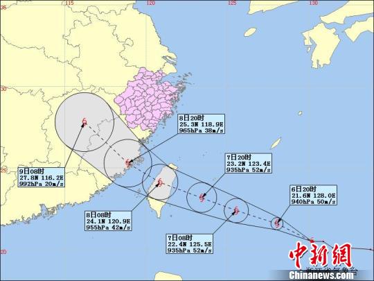 苏迪罗或于8日在福建登陆 浙江启动台风三级