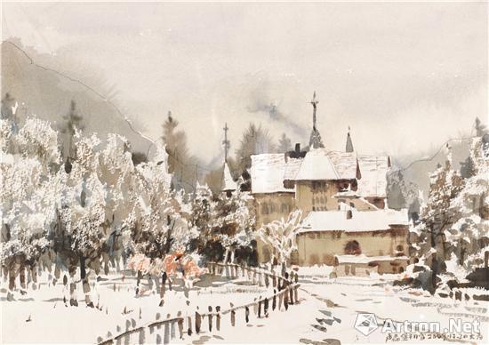 卢森堡初雪First Snow in Luxemburg 25×35cm 刘大为 _ Liu Dawei