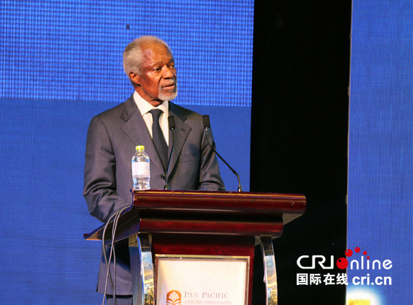 联合国前秘书长安南发表主旨演讲 摄影：黎萌