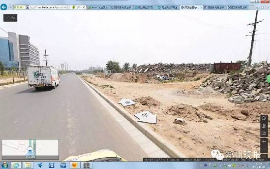 ↑↑百度地图显示第八大街东半幅畅通,西半幅仍为建筑垃圾遮挡