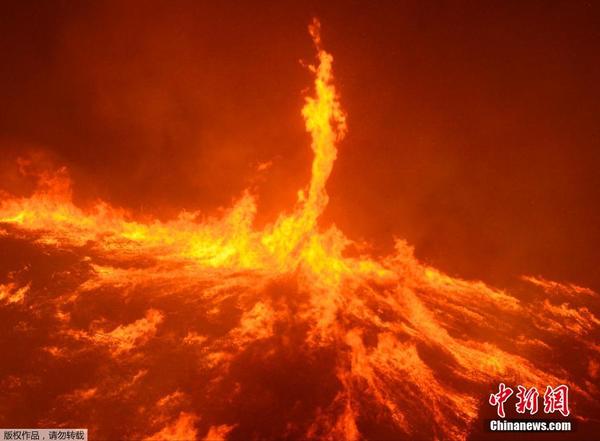 加州森林大火 强风助阵现“火龙卷”(高清组图)