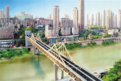 曾家岩嘉陵江大桥效果图。