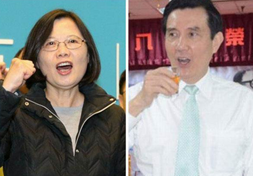 蔡英文(左)今天透过民进党前秘书长林锡耀正式回绝马英九(右)提出的“多数党组阁”议题。(赵双杰、林骏刚摄) 图片来源:台湾《中时电子报》