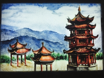 ?固态沙画作品：《漳州八卦楼》