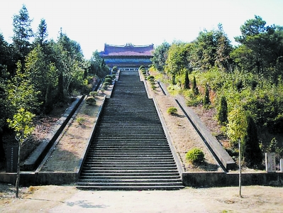 建阳考亭书院的漫长石阶