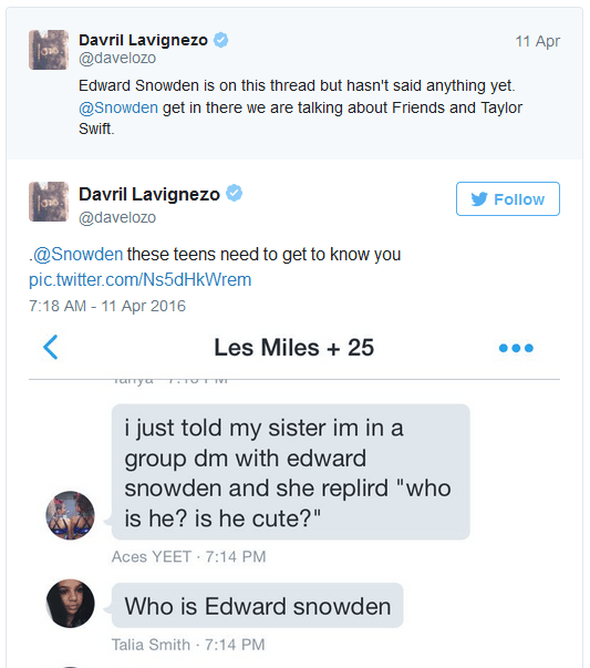 群聊中的少女并不知道斯诺登是谁