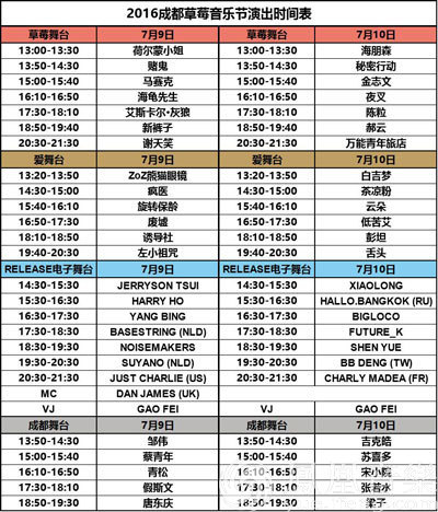 2016成都草莓音乐节全名单发布 热辣成都迎仲