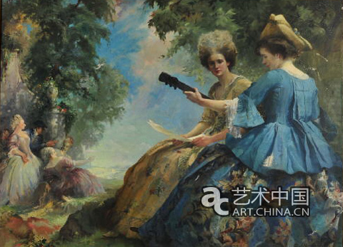 《公园里的年轻女子》保罗·纽曼 121×161cm 德国 1868-？