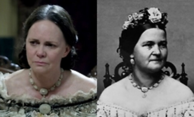 左图：莎莉·菲尔德饰林肯夫人   右图：第一夫人玛丽·托德·林肯
