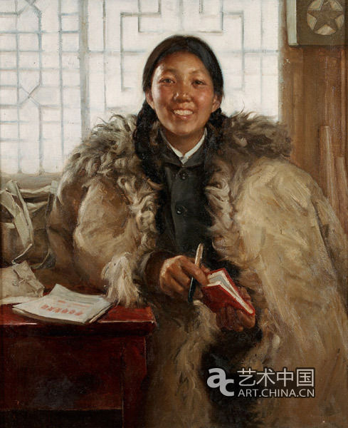 靳之林先生油画作品《公社女书记》