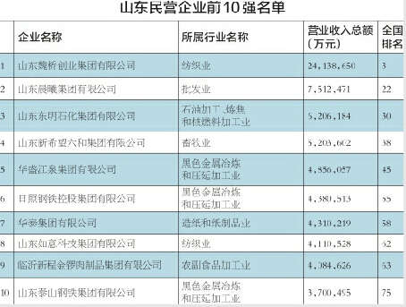 54家鲁企入围中国民企500强济南无一家