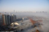 2009年12月3日清晨，武汉呈现出空前大雾的景观，一度能见度极低，汉口地区众多摩天高楼在晨曦中露出顶端,呈现出海市蜃楼景观。解放公园大片树林被大雾所笼罩。