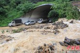 2012年6月18日，受热带风暴“泰利”影响，浙江省温州市多处出现山体滑坡。图为温州市区瓯海大道，一隧道口发生山体滑坡。