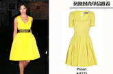 复古是近些年一直热门的潮流元素，有着复古风格的公主式连衣裙由柠檬黄表现，突出甜美的优雅气质。