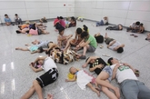 7月25日，浙江省，杭州市，最高温度再度突破40℃。杭州地铁1号线乔司站，出现大量纳凉的群众，大多为外来务工者和孩子。任玉平/CFP